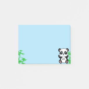 Söt Panda Björn & Bambu på Ljusblå Post-it Block