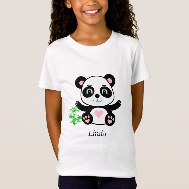 Söt Panda Björn & Bambu T Shirt (Framsida)