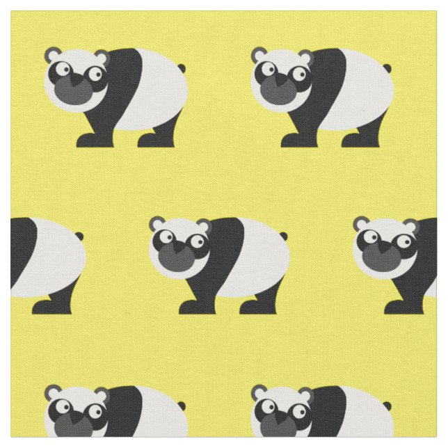 Söt Panda Björn Bebis Barnkammare Gul Tyg (Närbild)