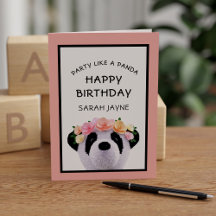 Söt Panda Björn Flicka Glad Födelsedag Grattiskort