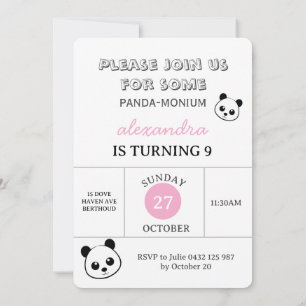 Söt Panda Björn Födelsedagsinbjudan – Personlig  Inbjudningar