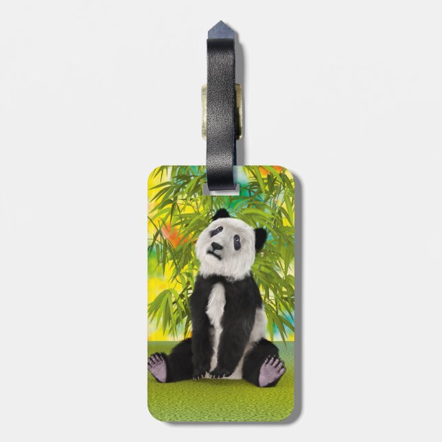 Söt Panda Björn Kawaii Djurälskare Perfekt Present Bagagebricka (Baksidan Lodrät)