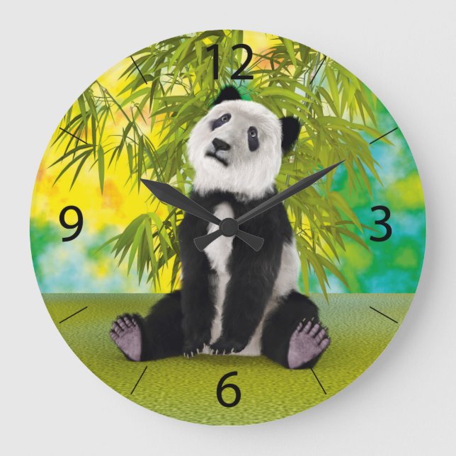 Söt Panda Björn Kawaii Djurälskare Perfekt Present Stor Klocka (Framsida)
