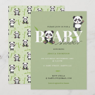 Söt Panda Björn Kawaii Könsneutral Bebis Shower Inbjudningar
