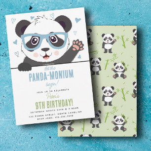 Söt Panda Björn Kawaii Pojke Födelsedagsfest Inbjudningar