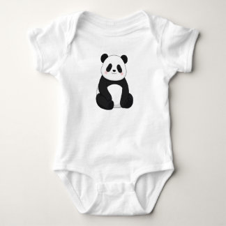 Söt Panda Björn Kawaii Svart och Vit T Shirt