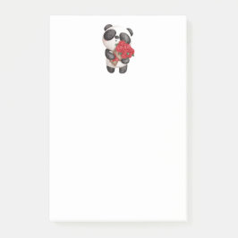 Söt Panda Björn med Rosbukett Post-it Block