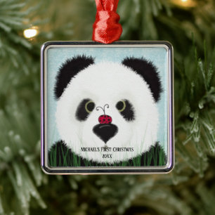 Söt Panda Björn Metallprydnad Julgransprydnad Metall