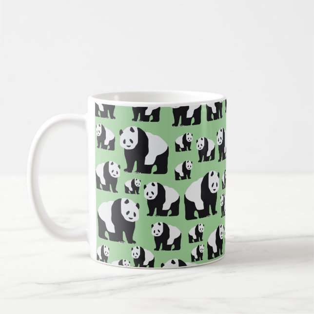 Söt Panda Björn Mönster Kaffemugg (Vänster)