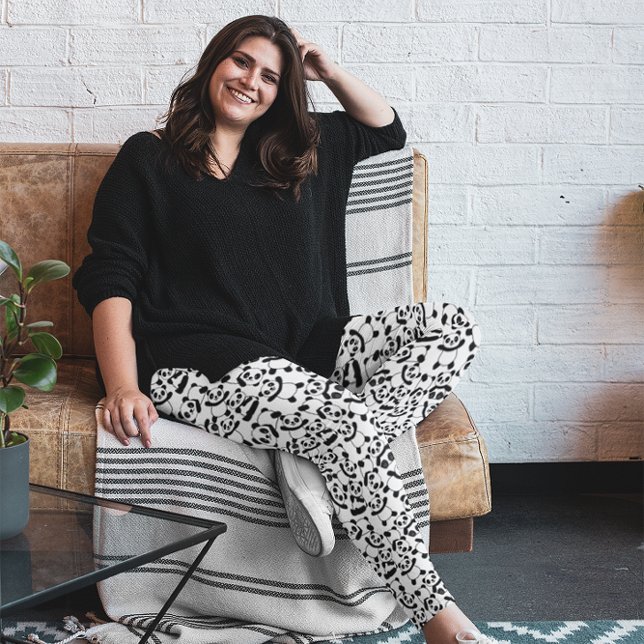 Söt Panda Björn Mönster Roligt Djur  Leggings (Skapare uppladdad)