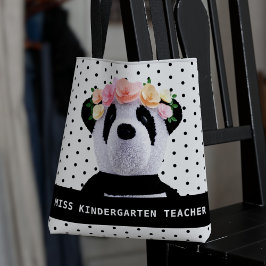 Söt Panda Björn Prickig Lärare Toteväska Tygkasse