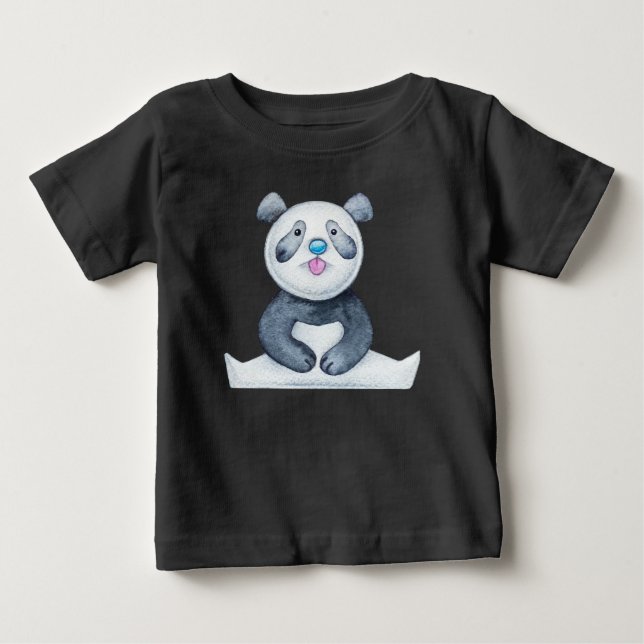 Söt Panda Björn Räcker Ut Tungan Roligt T Shirt (Framsida)
