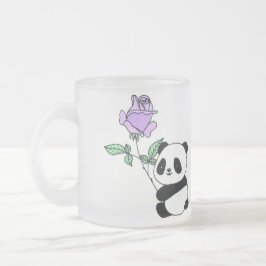 Söt Panda Björn som håller lila rosblomma Frostad Glasmugg