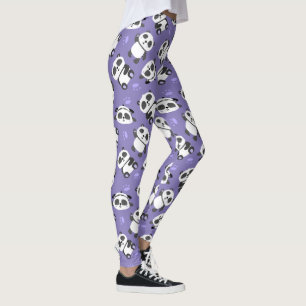 Söt panda björn tass blå bakgrund leggings