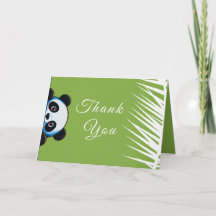 Söt Panda Björn Tropiska Blad Vikta Tack