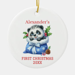 Söt Panda Björn Unge Jul Julgransprydnad Keramik