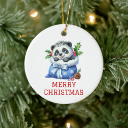 Söt Panda Björn Unge Jul Julgransprydnad Keramik