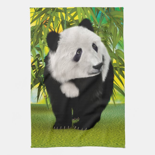 Söt Panda Björn Unge Kawaii Djurälskare Present Kökshandduk (Vertikal)