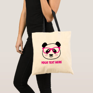 Söt panda björntecknad film med rosa glasögon tygkasse