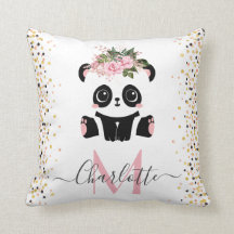 Söt Panda blommigt monogram personlig Kasta pi