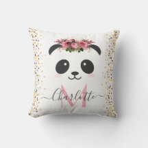 Söt panda blommigt monogram personlig