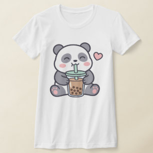 Söt Panda Boba-Te Tjej Tröja i slank passform
