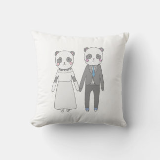 Söt Panda Bröllopspar – Kawaii Brud & Brudgum Kudde