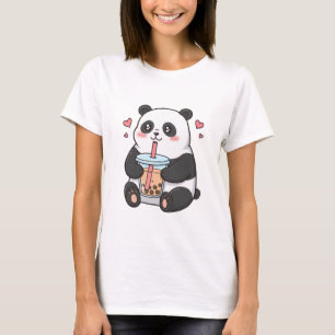 Söt Panda-bubbelteälskande Kawaii-seriedjur T Shirt