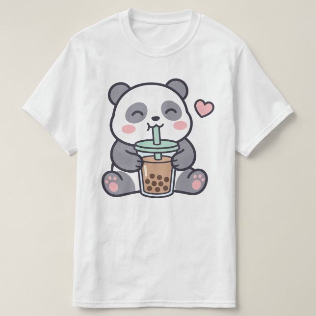Söt Panda Bubble Tea Värde T-Shirt (Design framsida)