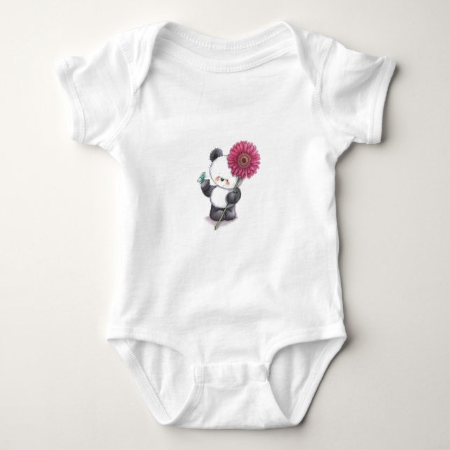 Söt Panda-design Babyströja Onesie T Shirt (Framsida)
