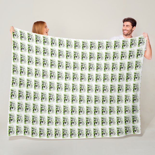 Söt Panda-design filt i fleece (På plats)