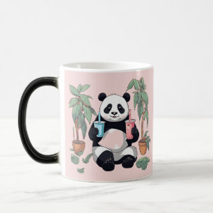 Söt Panda dricker bubbel-te, boba-te Magisk Mugg