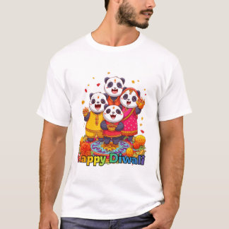 Söt panda & familj firar hinduisk festival  t shirt