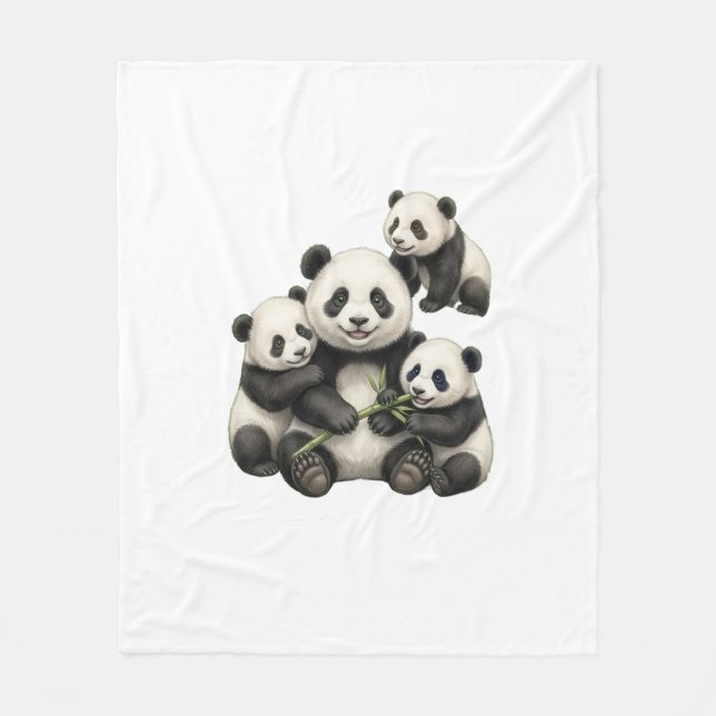 Söt Panda Familj Hem Dekor Kastfilt Fleecefilt (Framsidan)