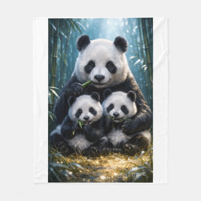Söt Panda Familj Hem Dekor Kastfilt Fleecefilt (Framsidan)