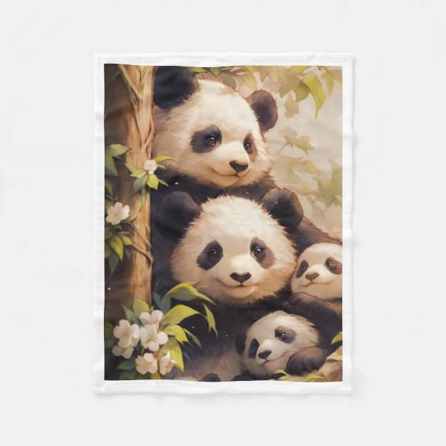 Söt Panda Familjeträd Blanket Fleecefilt (Framsidan)