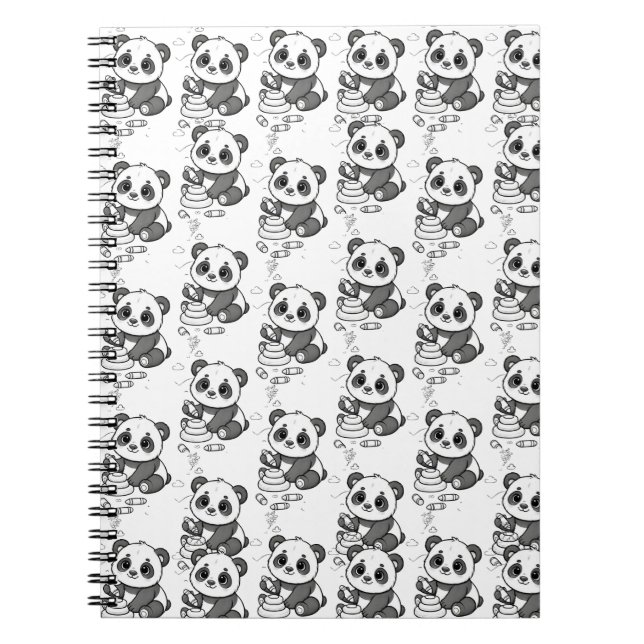Söt Panda Färgläggningssida Mönster Anteckningsbok (Framsidan)