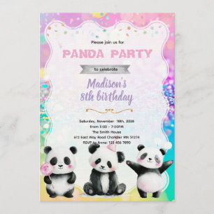 Söt panda festsedel inbjudningar