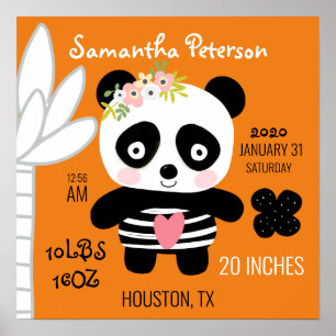 Söt Panda-födelseannons Poster