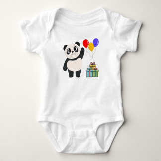 Söt Panda Födelsedagsbabyduk med Ballonger & Prese T Shirt