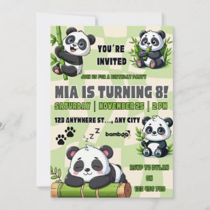 Söt Panda Födelsedagsinbjudan Inbjudningar