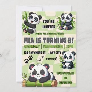Söt Panda Födelsedagsinbjudan  Inbjudningar