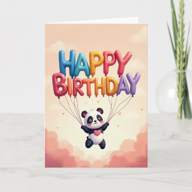 Söt Panda Födelsedagskort Kort (Framsida)