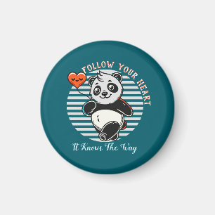 Söt Panda "Följ Ditt Hjärta" Personlig Magnet