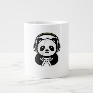 Söt Panda Gamer - Kawaii Spelande Panda med Hörlur Jumbo Mugg