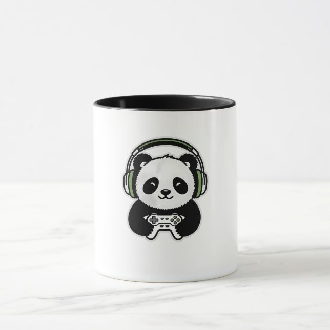 Söt Panda Gamer - Kawaii Spelande Panda med Hörlur Mugg (Center)