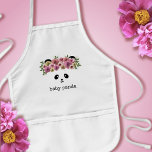 Söt Panda Girl Cute Personlig Barnförkläde<br><div class="desc">En söt panda bär en blommigt krona i sitt hår. Lägg bara till ditt namn</div>