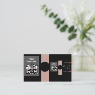 Söt Panda Glad Födelsedagskort | Svart Estetisk B Visitkort