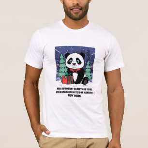 Söt Panda God Jul T-Shirt   New York Holi