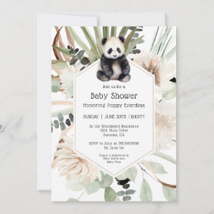 Söt Panda Grönska Bebis Shower Könsneutral Inbjudningar